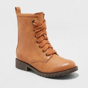 NWT Girls Lace-up Fashion Boots Warm Brown ~Size 1